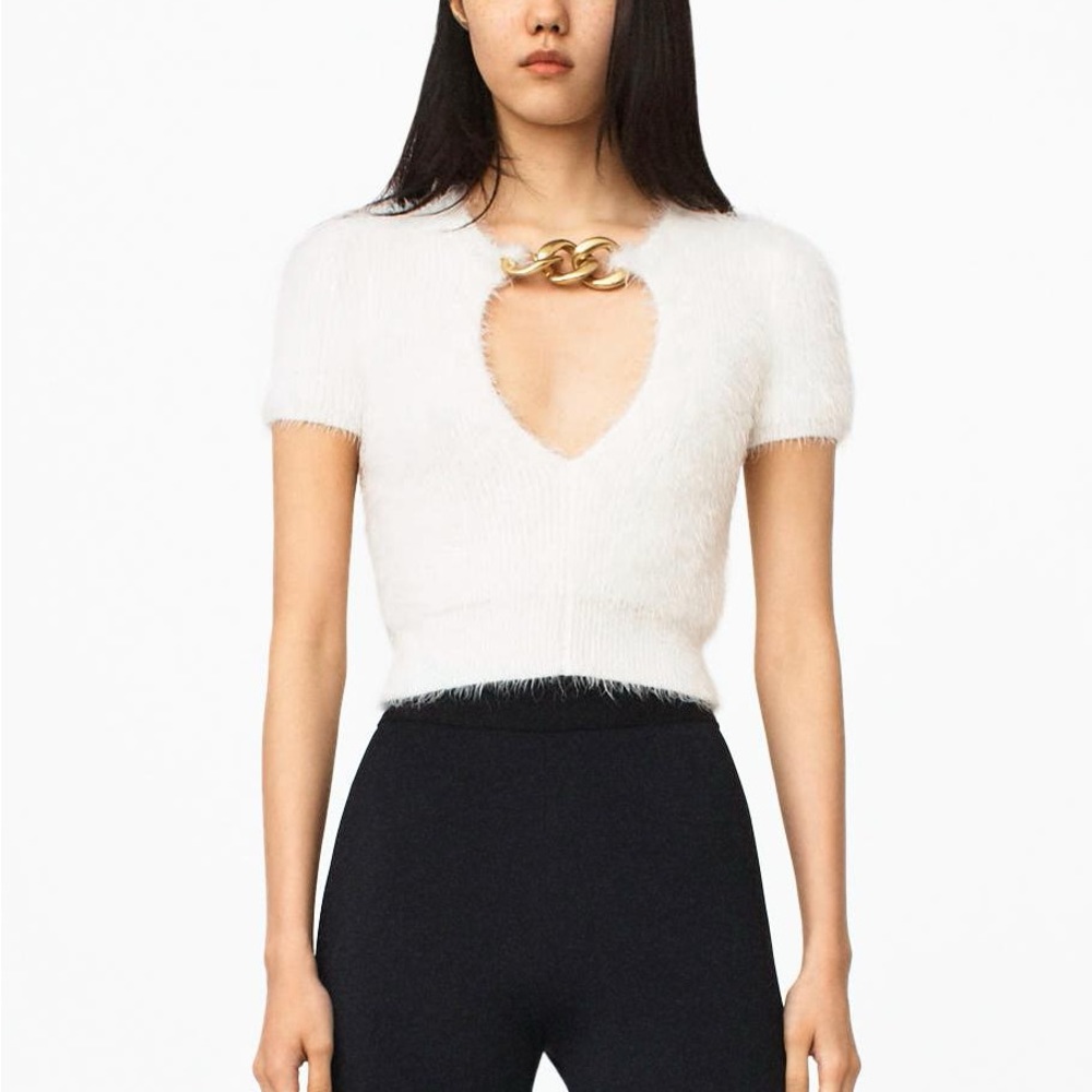 Alexander Wang - V neck pullover top with Chain